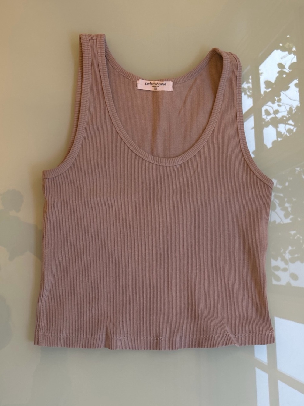 perfectwhitetee Mauve Ribbed Scoop Tank